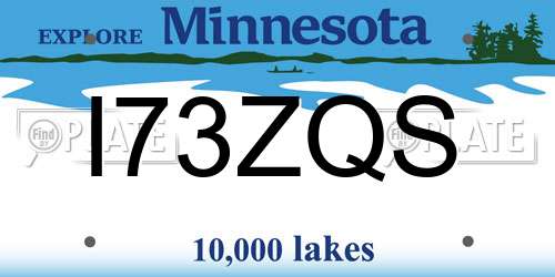 I73ZQS Minnesota License Plate