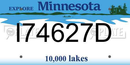 I74627D Minnesota License Plate