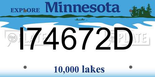 I74672D Minnesota License Plate