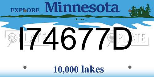 I74677D Minnesota License Plate