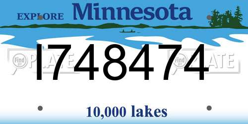 I748474 Minnesota License Plate