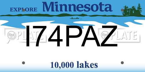 I74PAZ Minnesota License Plate
