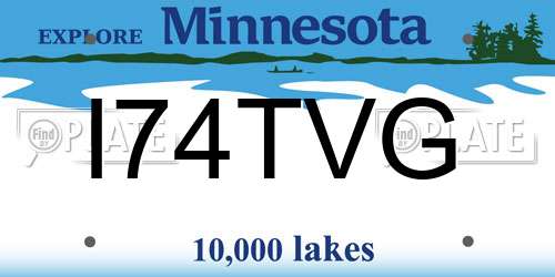 I74TVG Minnesota License Plate