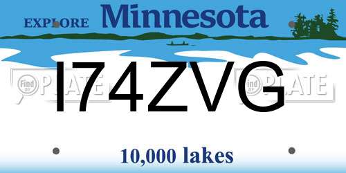 I74ZVG Minnesota License Plate
