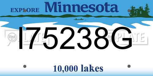 I75238G Minnesota License Plate