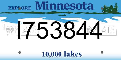 I753844 Minnesota License Plate