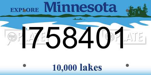 I758401 Minnesota License Plate