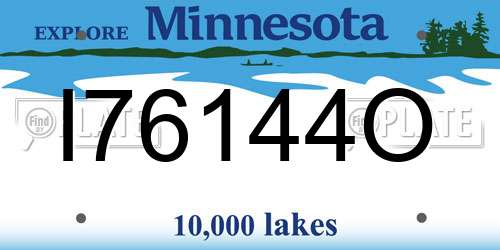 I76144O Minnesota License Plate