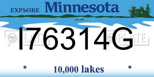 I76314G Minnesota License Plate