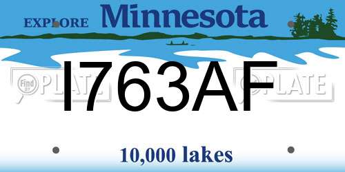I763AF Minnesota License Plate