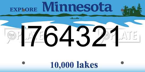 I764321 Minnesota License Plate