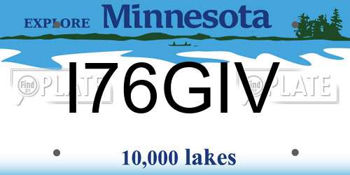 I76GIV Minnesota License Plate