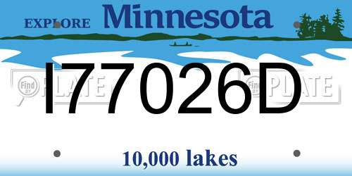 I77026D Minnesota License Plate