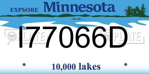 I77066D Minnesota License Plate