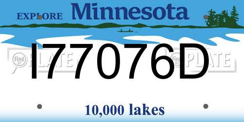 I77076D Minnesota License Plate