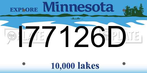 I77126D Minnesota License Plate