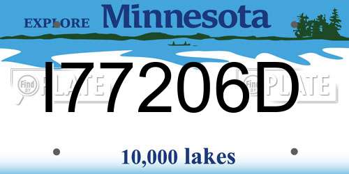 I77206D Minnesota License Plate