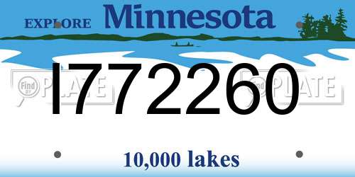I772260 Minnesota License Plate