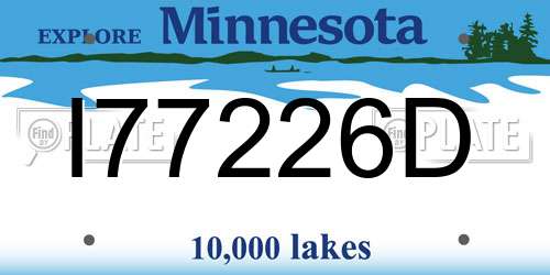 I77226D Minnesota License Plate
