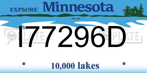 I77296D Minnesota License Plate