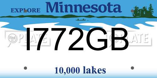 I772GB Minnesota License Plate