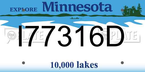 I77316D Minnesota License Plate