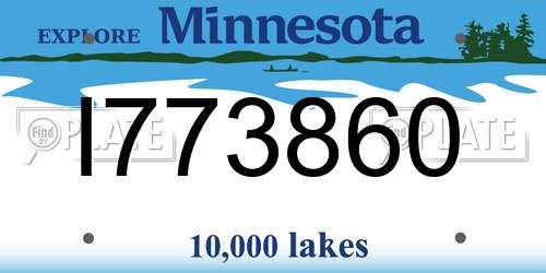 I773860 Minnesota License Plate