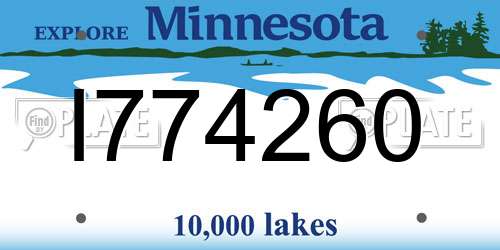 I774260 Minnesota License Plate