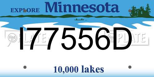 I77556D Minnesota License Plate