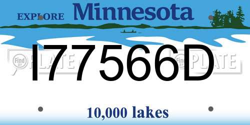 I77566D Minnesota License Plate