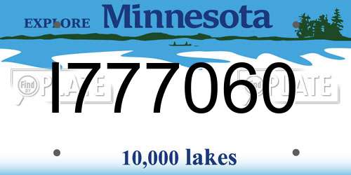 I777060 Minnesota License Plate