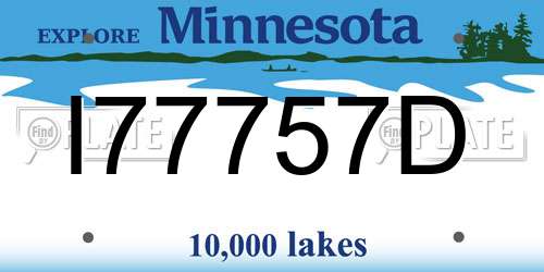 I77757D Minnesota License Plate