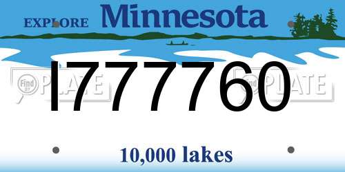I777760 Minnesota License Plate