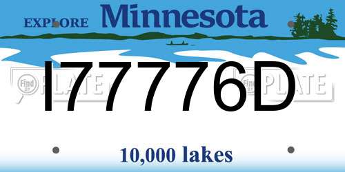 I77776D Minnesota License Plate