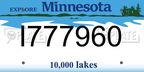 I777960 Minnesota License Plate