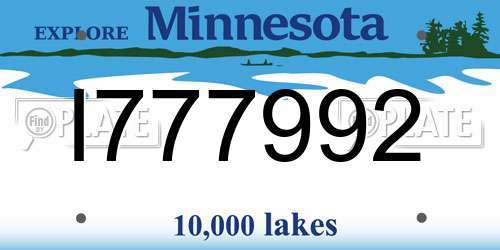 I777992 Minnesota License Plate