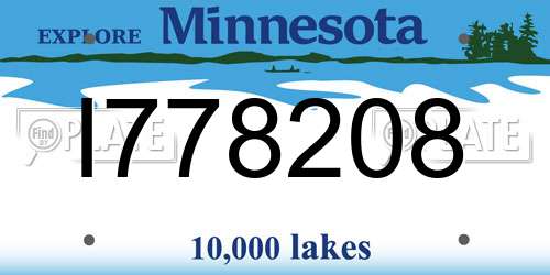 I778208 Minnesota License Plate