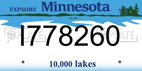 I778260 Minnesota License Plate