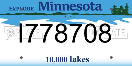 I778708 Minnesota License Plate