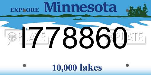 I778860 Minnesota License Plate