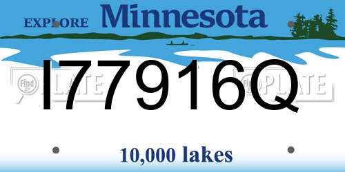 I77916Q Minnesota License Plate
