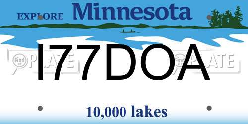 I77DOA Minnesota License Plate