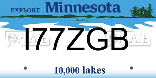 I77ZGB Minnesota License Plate