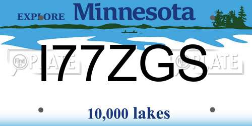 I77ZGS Minnesota License Plate
