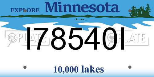 I78540I Minnesota License Plate