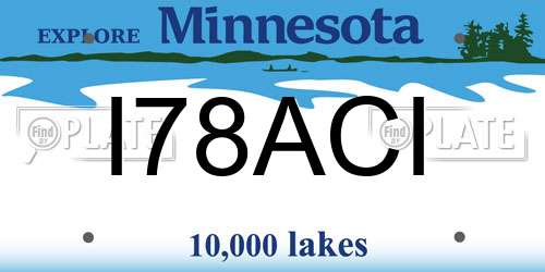 I78ACI Minnesota License Plate