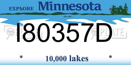 I80357D Minnesota License Plate