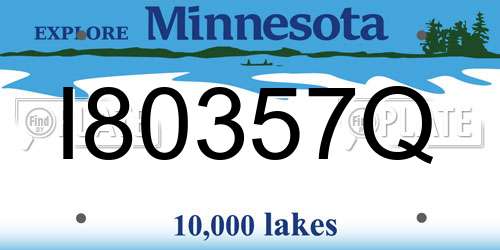 I80357Q Minnesota License Plate