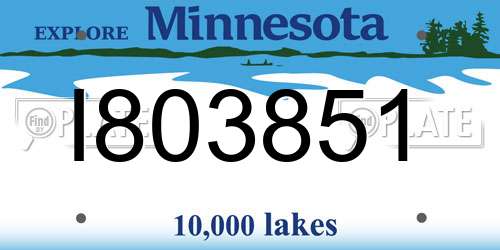 I803851 Minnesota License Plate
