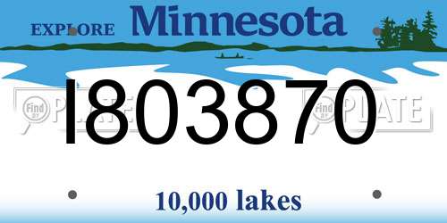 I803870 Minnesota License Plate